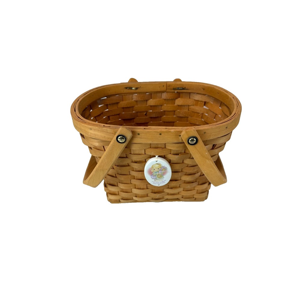 2002 Vintage Precious Moments Membership Basket w/Porcelain Tie-On 11"L 8"W 8"H